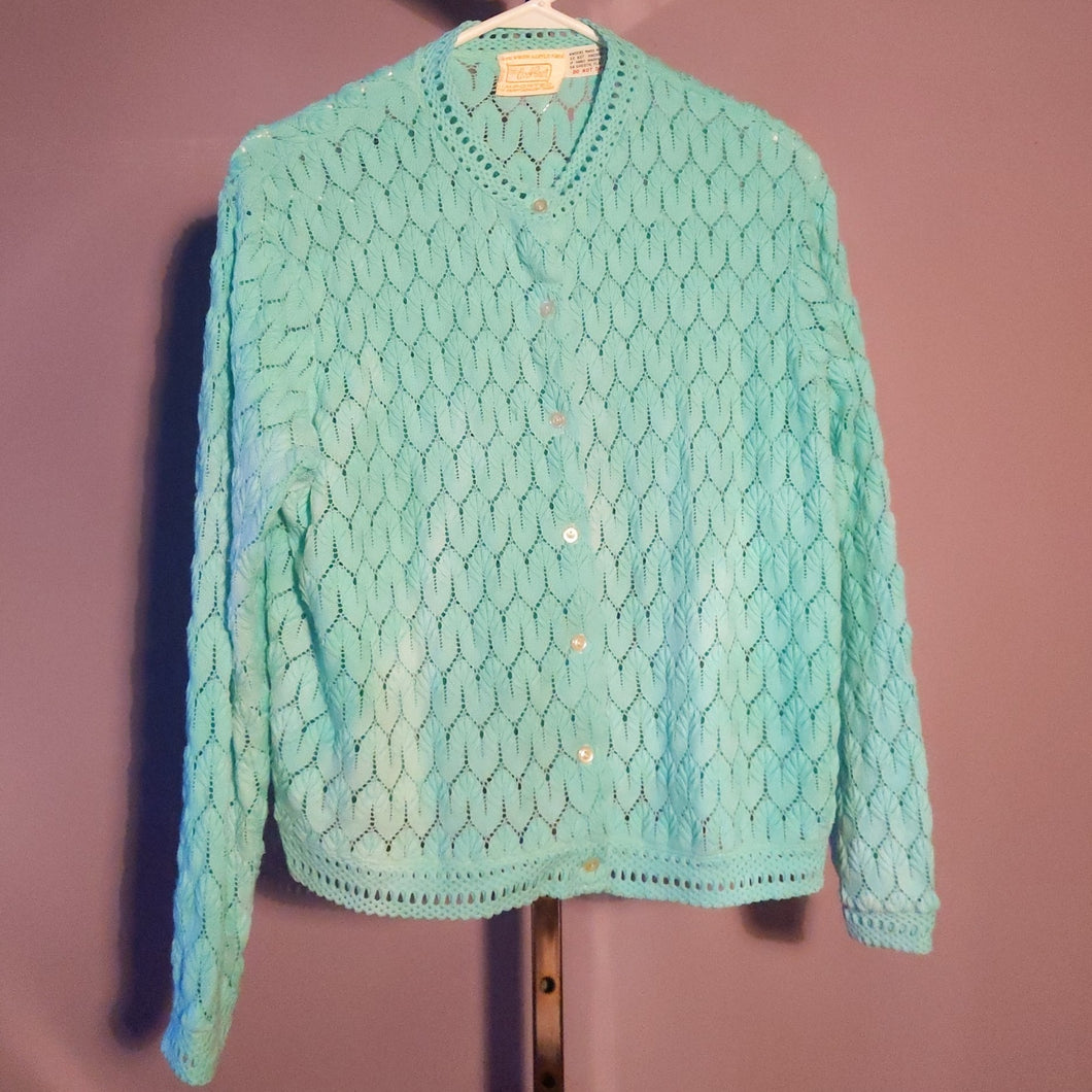 Mint green vintage button-up sweater