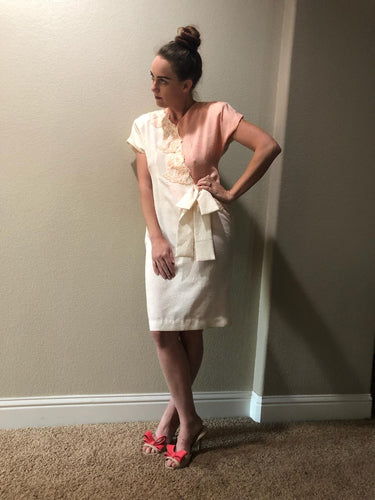 White & Peach Handmade Dress